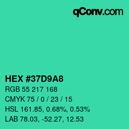 Color code: HEX #37D9A8 | qconv.com