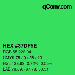 カラーコード: HEX #37DF5E | qconv.com