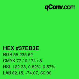 Color code: HEX #37EB3E | qconv.com