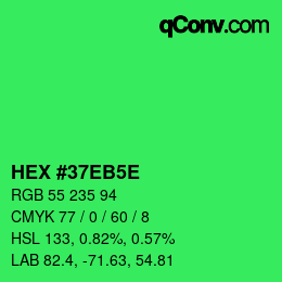 Color code: HEX #37EB5E | qconv.com