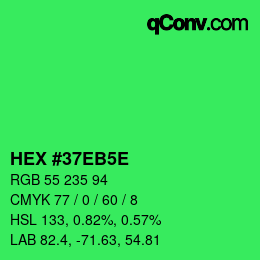 カラーコード: HEX #37EB5E | qconv.com