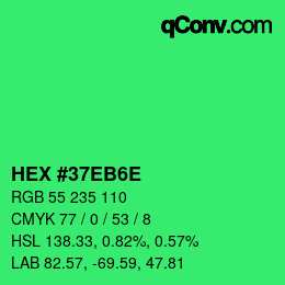 Color code: HEX #37EB6E | qconv.com