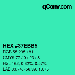カラーコード: HEX #37EBB5 | qconv.com