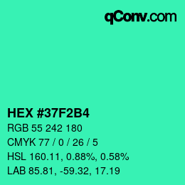 Color code: HEX #37F2B4 | qconv.com