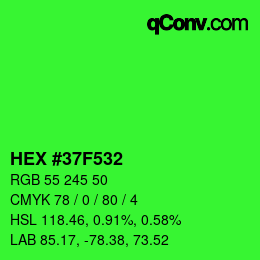 カラーコード: HEX #37F532 | qconv.com