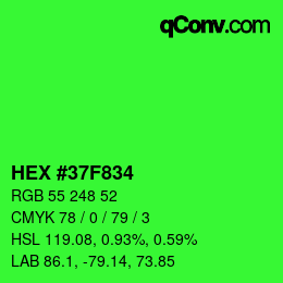 Color code: HEX #37F834 | qconv.com