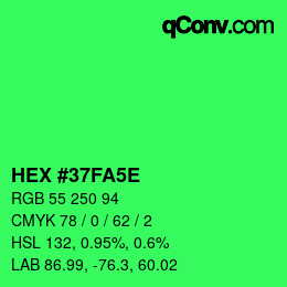 カラーコード: HEX #37FA5E | qconv.com