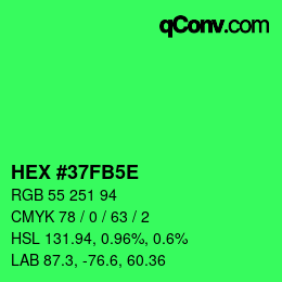 Color code: HEX #37FB5E | qconv.com