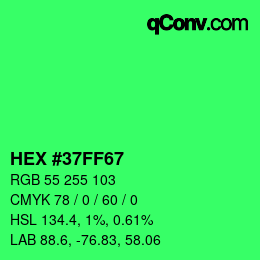 Color code: HEX #37FF67 | qconv.com