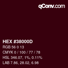 Farbcode: HEX #38000D | qconv.com