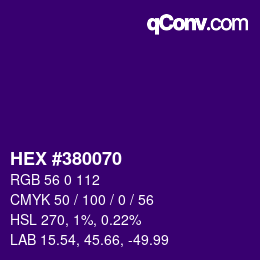 カラーコード: HEX #380070 | qconv.com