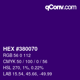 カラーコード: HEX #380070 | qconv.com