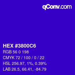 Color code: HEX #3800C6 | qconv.com