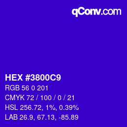 Color code: HEX #3800C9 | qconv.com