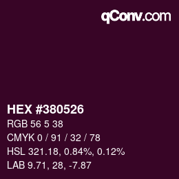 Farbcode: HEX #380526 | qconv.com