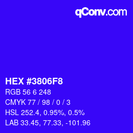 カラーコード: HEX #3806F8 | qconv.com