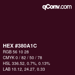 颜色代码: HEX #380A1C | qconv.com