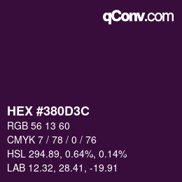 Color code: HEX #380D3C | qconv.com