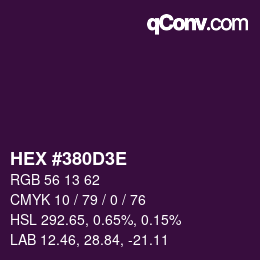 Color code: HEX #380D3E | qconv.com