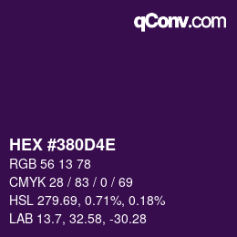 Color code: HEX #380D4E | qconv.com