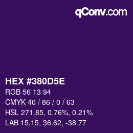 Color code: HEX #380D5E | qconv.com