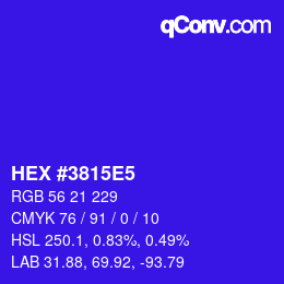 Farbcode: HEX #3815E5 | qconv.com