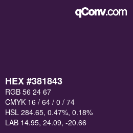 Farbcode: HEX #381843 | qconv.com
