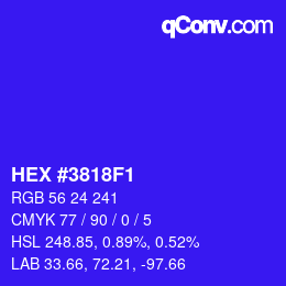 Color code: HEX #3818F1 | qconv.com