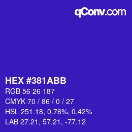Color code: HEX #381ABB | qconv.com