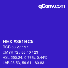 Color code: HEX #381BC5 | qconv.com