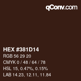 Farbcode: HEX #381D14 | qconv.com