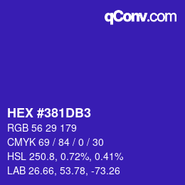 カラーコード: HEX #381DB3 | qconv.com