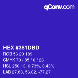 Color code: HEX #381DBD | qconv.com