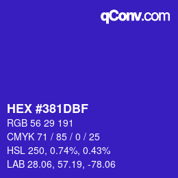 颜色代码: HEX #381DBF | qconv.com