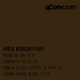 颜色代码: HEX #38261100 | qconv.com