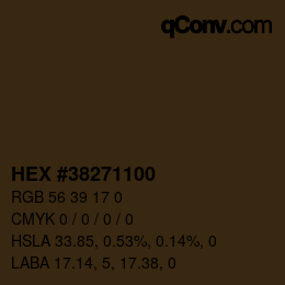 颜色代码: HEX #38271100 | qconv.com