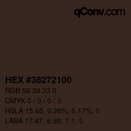 Color code: HEX #38272100 | qconv.com