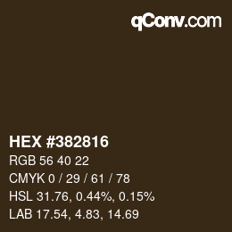 颜色代码: HEX #382816 | qconv.com