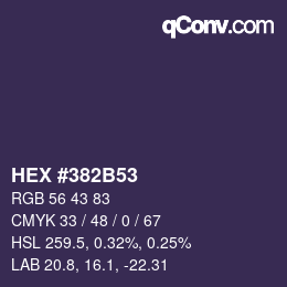 Color code: HEX #382B53 | qconv.com
