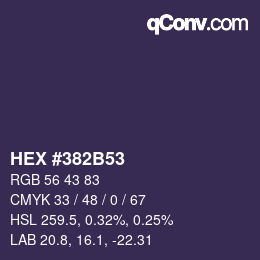 Color code: HEX #382B53 | qconv.com