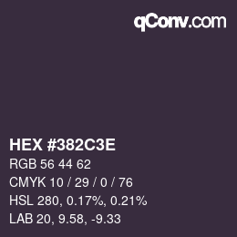 Color code: HEX #382C3E | qconv.com