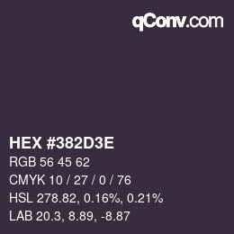 Color code: HEX #382D3E | qconv.com