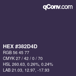 Color code: HEX #382D4D | qconv.com
