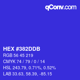 カラーコード: HEX #382DDB | qconv.com