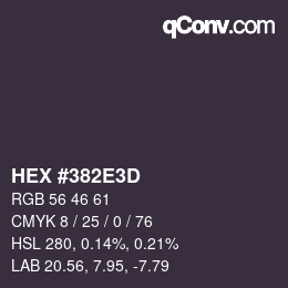 Farbcode: HEX #382E3D | qconv.com