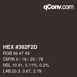 Código de color: HEX #382F2D | qconv.com