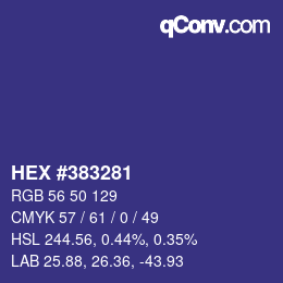 Color code: HEX #383281 | qconv.com