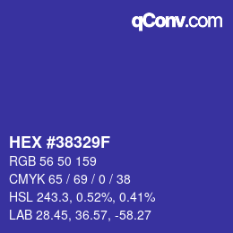 Color code: HEX #38329F | qconv.com