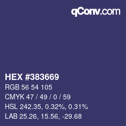 颜色代码: HEX #383669 | qconv.com