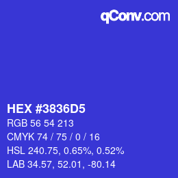 カラーコード: HEX #3836D5 | qconv.com